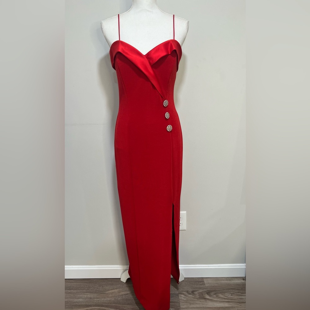 Vintage Y2K Betsy & Adam Red Maxi Formal Dress